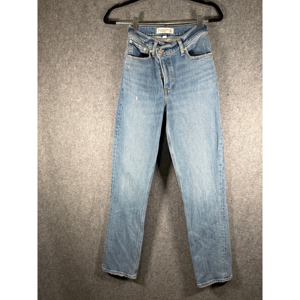 Abercrombie & Fitch 90s Straight Ultra High Rise Curve Love Criss Cross Jeans 24